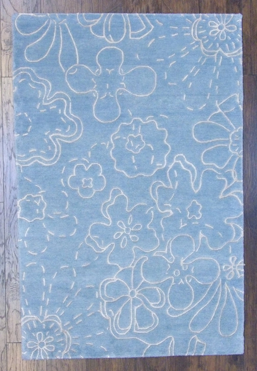 Transitional Rose Design 4'0"x6'0" Hand-knotted Rug -w357