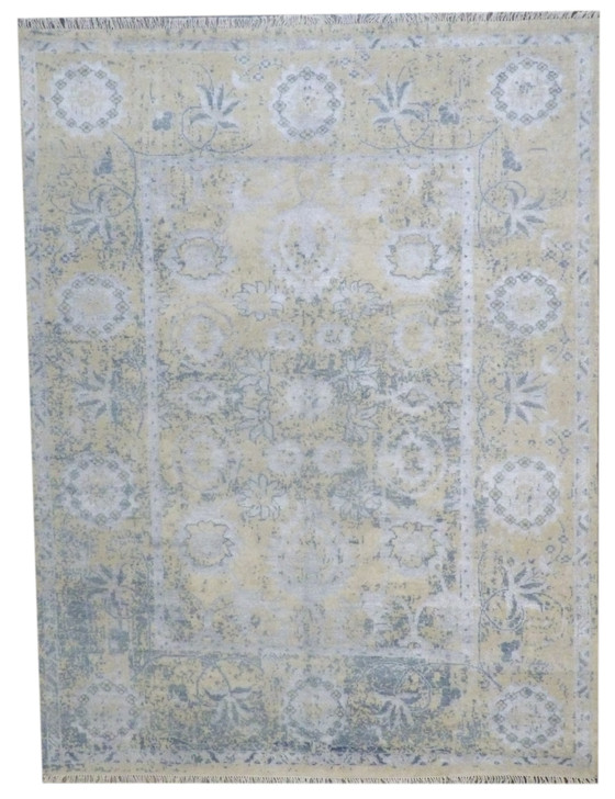 Turk Anatolian Oushak Oxidized Silver Wash 8'0"x10'0" Hand-knotted Rug -w11167