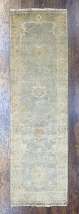 Turk Oushak White Wash Natural-dye 3'0"x10'0" Hand-knotted Rug -w11284
