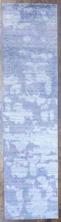 Modern Silky Abstract 2'6"x10'0" Hand-knotted Rug -w577