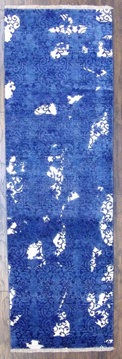 Modern Silky Broken Design 2'6"x8'0" Hand-knotted Rug -w394