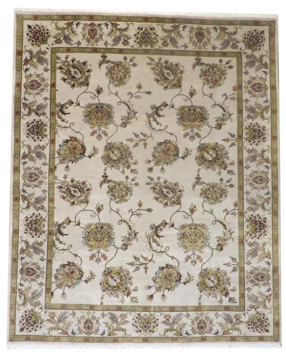 Fine Jaipur Floral Design 8'0"x10'0" Hand-knotted Rug -w952