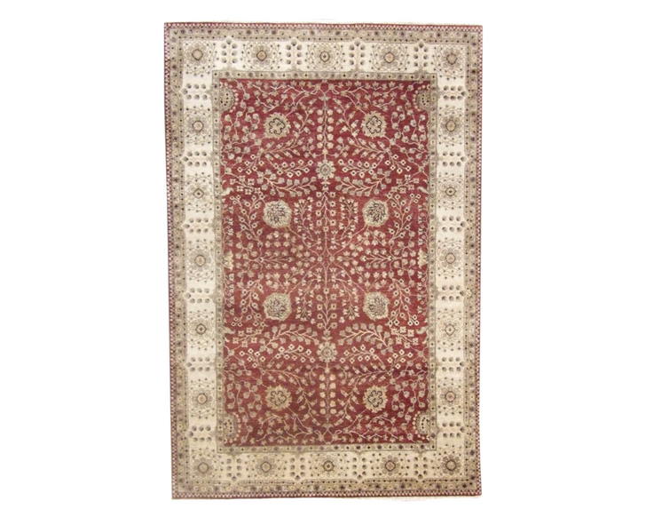 Agra Chobie Antique Wash 6'0" x 9'0" Hand knotted Wool Rug -w916