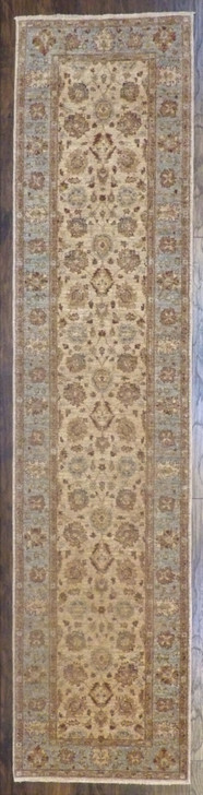 Oushak Chobie White Wash 2'6"x12'0" Hand-knotted Rug -w713