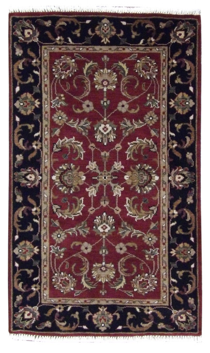 Kashan Jaipur 3'0"x5'0" Hand-knotted Rug -w134