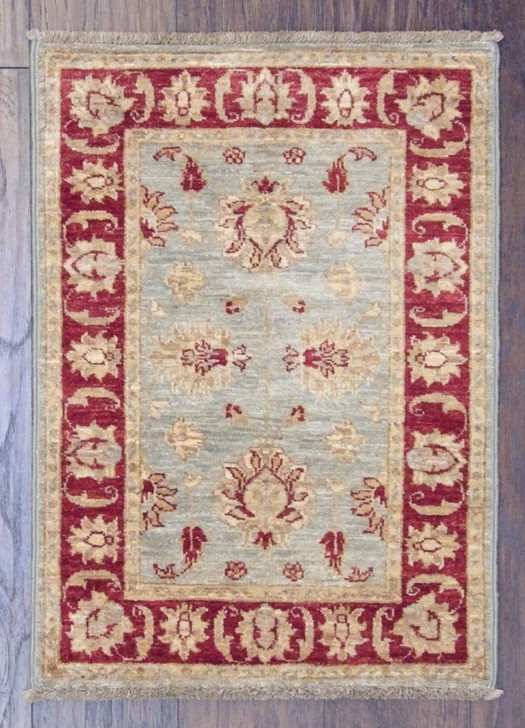 Oushak Chobie Natural-dye Whitewash 2'0"x3'0" Hand-knotted Rug -w339