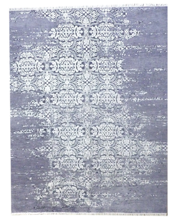 Modern Oxidized Broken Mosaic Design Carved 8'0"x10'0" Hand-knotted Rug -w11151