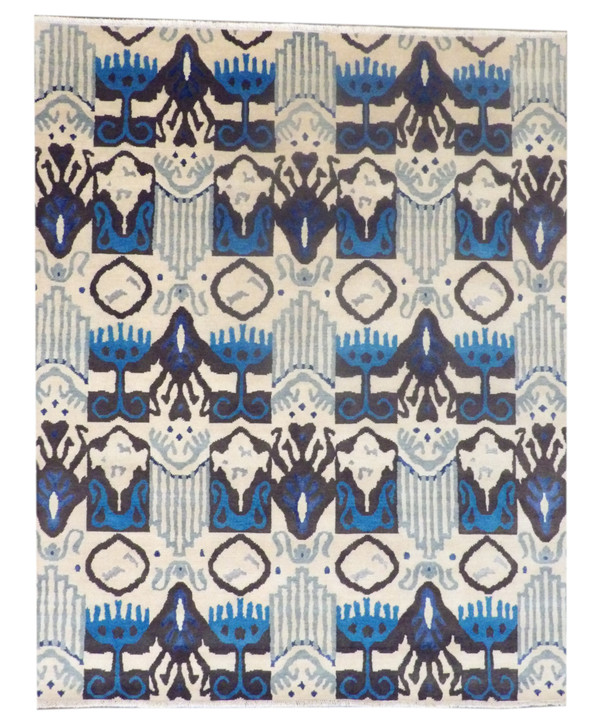 Transitional Ikat Design 8'0"x10'0" Hand-knotted Rug -W1030