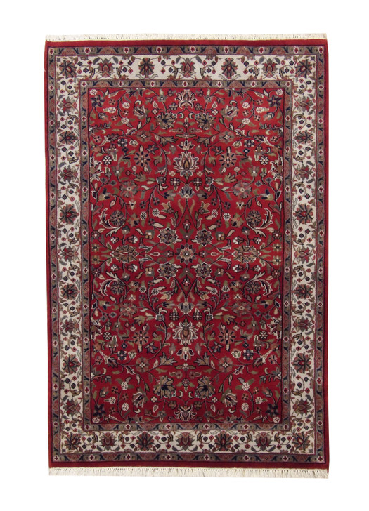 Traditional Mahal Design Wool Hand Knotted Rug 4x6 - w2211