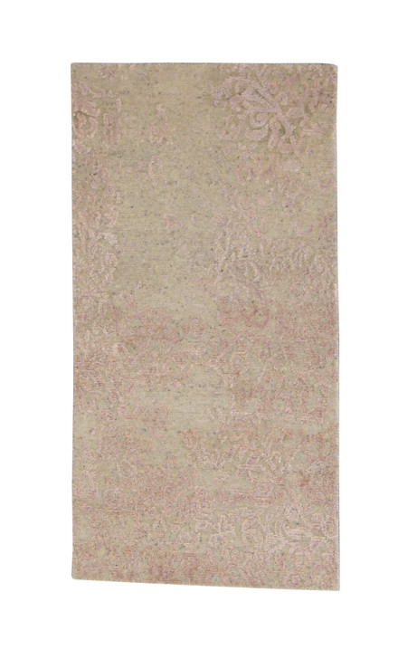 Transistional Abstract Broken Design Wool/Silk Hand Knotted Rug 2x4 - w2044