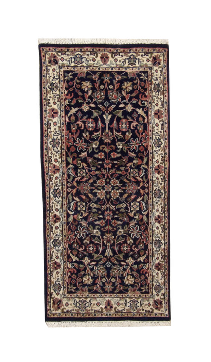 Traditional Indo Kashan Wool Hand Knotted Rug 2x4 - w2174