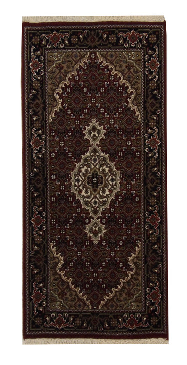 Traditional Indo Mahi Tabriz Wool Hand Knotted Rug 2x4 - w2391