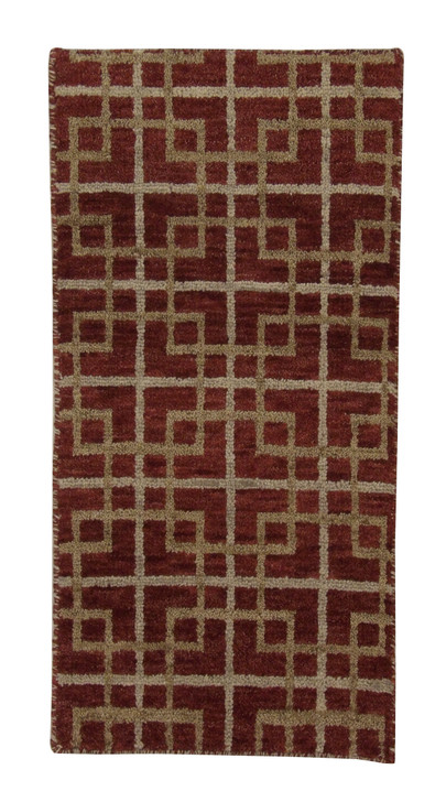 Modern Gemotrical Design Wool Hand Knotted Rug 2x4 - w5005