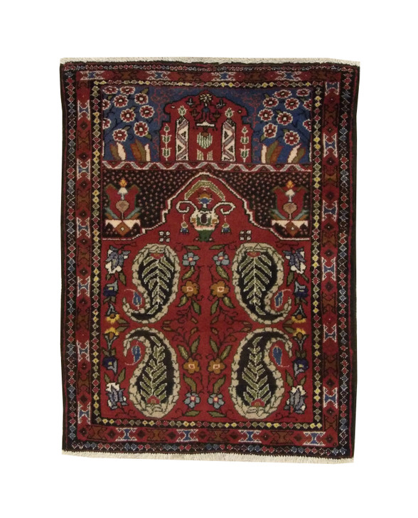 Traditional Prayer Kerman Rug Wool Hand Knotted Rug 2x4 - w5008