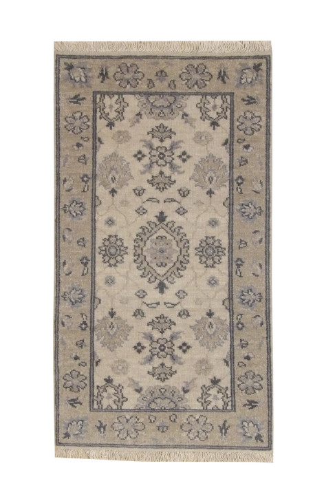 Oushak White wash Zigler Design Wool Hand Knotted Rug 2x4 - w5010