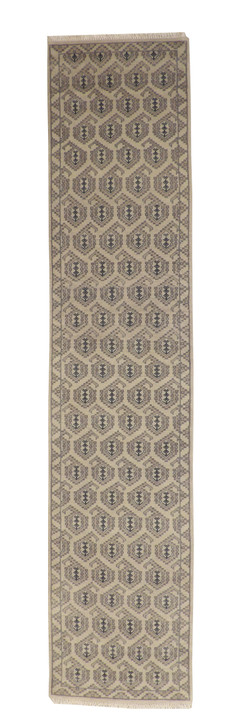 Oushak Kerman Design Whitewash Wool Hand Knotted Rug 2.7x11.11 -w20046