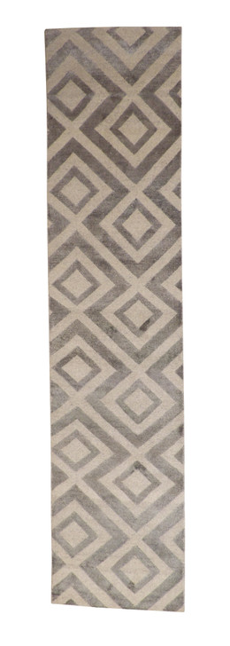 Modern Diamond Design Wool/silk Hand Knotted Rug 2.6x12.0 -w2048