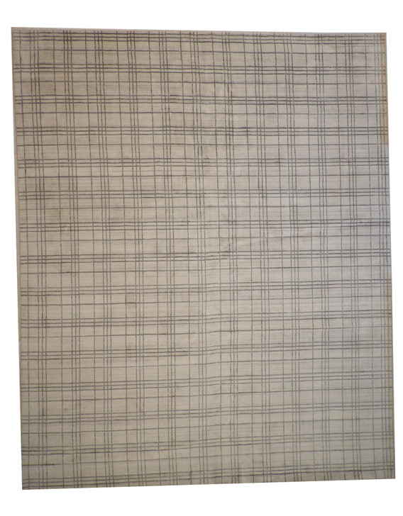 Modern Small Block Design Wool Handloom 12.1x14.10 -w2129