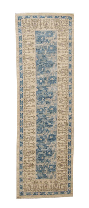 Oushak Whitewash Chobie Wool Hand Knotted 2.6x7.11 -w2104