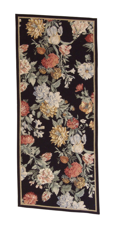 Transitional Antique Floral Needlepoint Wool Hand Knotted 2.5x5.8 -w3073