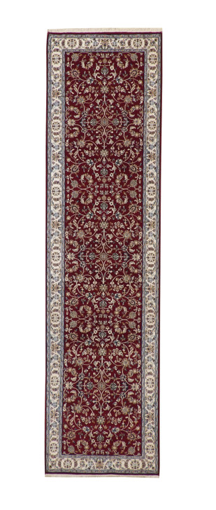 Traditional Fine Nain Design Wool/silk Hand Knotted Rug 2.9x10.5 -w2389