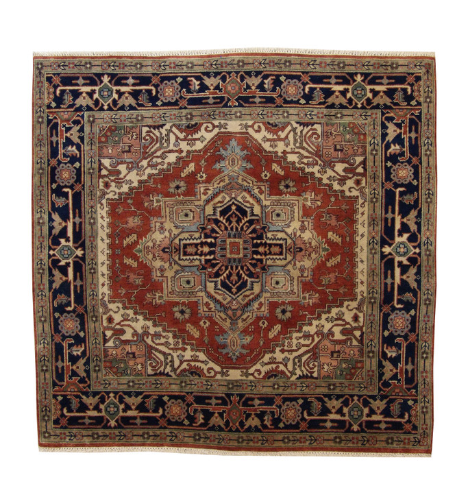 Tribal Indo Heriz Wool Hand Knotted Rug 6.0x6.0  -w20095