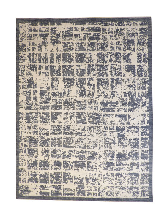 Modern Abstract Broken Design Wool/silk Hand knotted Rug 9x12 - w20156