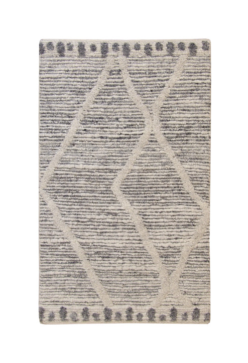 Moroccan Abstract High low Wool Hand Knotted Rug 3x5 - w5052