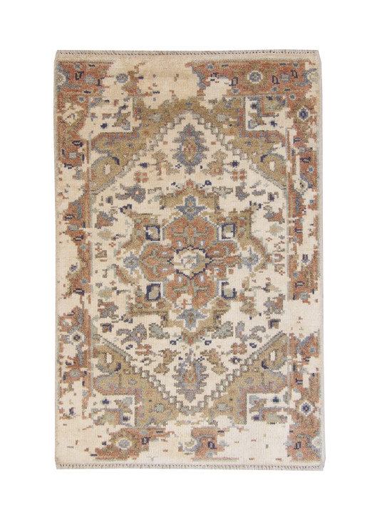 Transitional Abstract Broken Design Wool/viscose Hand Knotted Rug 3x5 - w2241