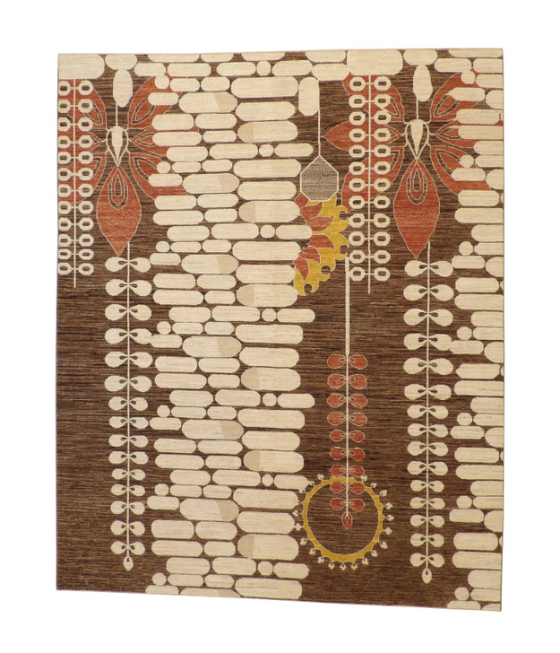 Tribal Arts & Crafts Design Wool Hand Knotted Rug 8.0x10.0 - w5101