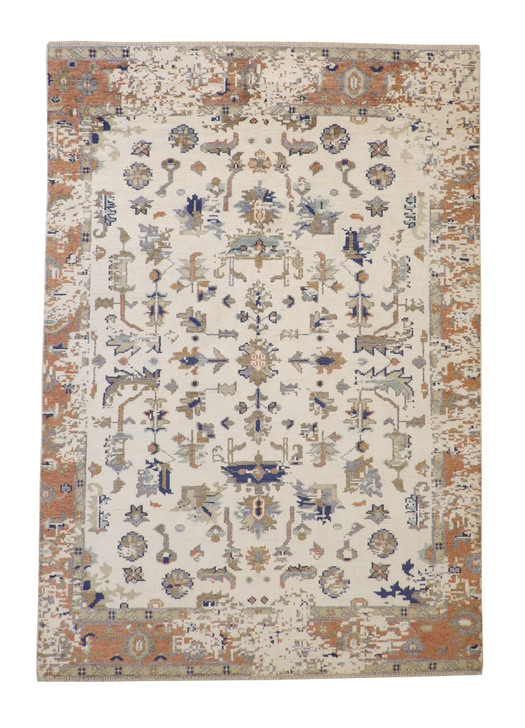 Traditional Broken Design Wool Hand Knotted Rug 6X9 - w2248
