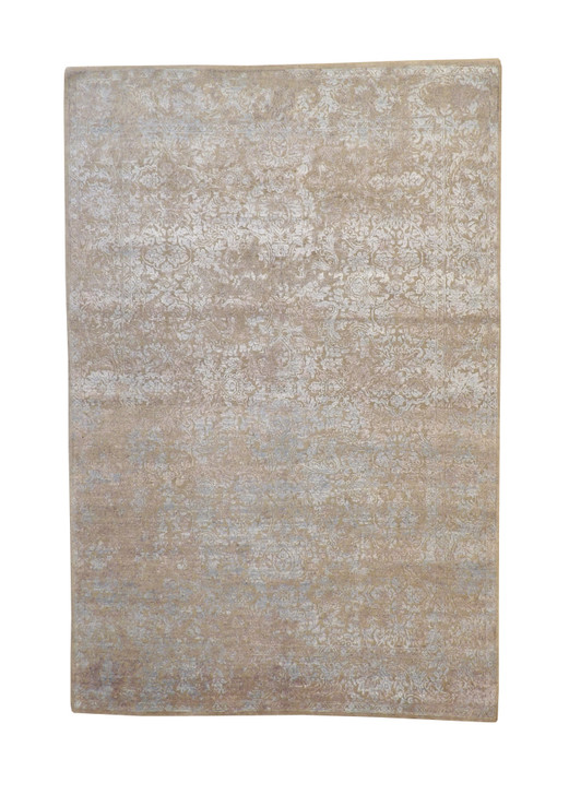 Transitional Abstract Broken Design Wool/silk Hand Knotted Rug 6X9 - w1199