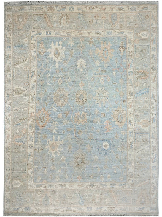 Oushak Whitewash Chobie Wool Hand Knotted Rug 9.0x12.0 - w5155