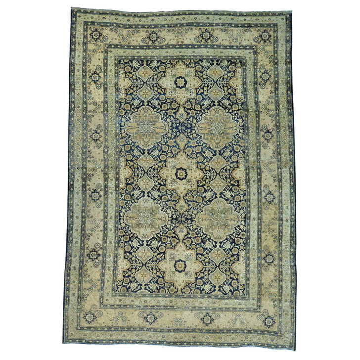 Persian Wool Hand Knotted Rug Blue Beige 9.5X14.0 -O025861