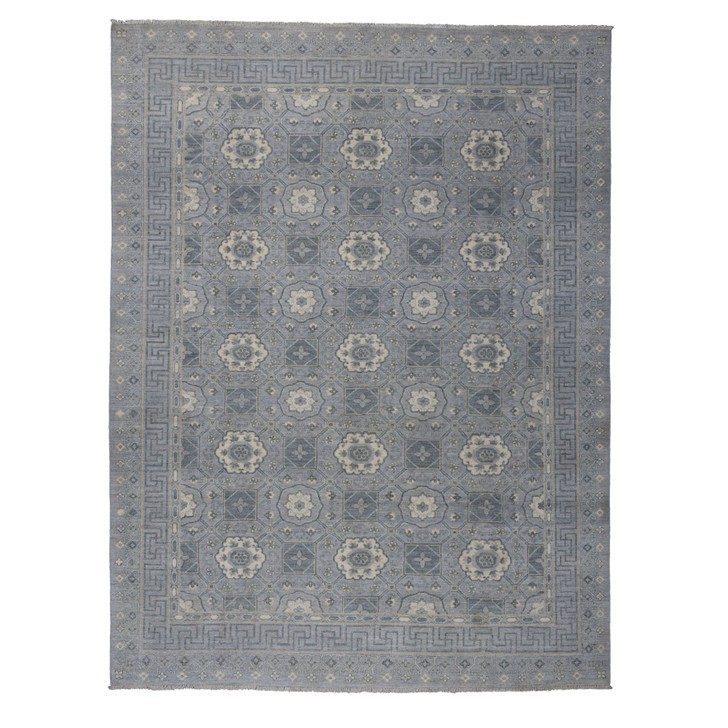 Oushak And Peshawar Wool Hand Knotted Rug Grey No Border 8.10X11.8 -O052439