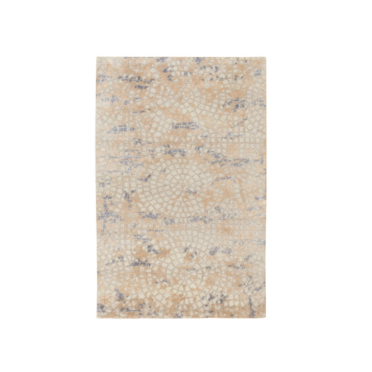 Modern and Contemporary Wool & Silk Hand Knotted Rug Ivory No Border 3.0X5.0 -O058637