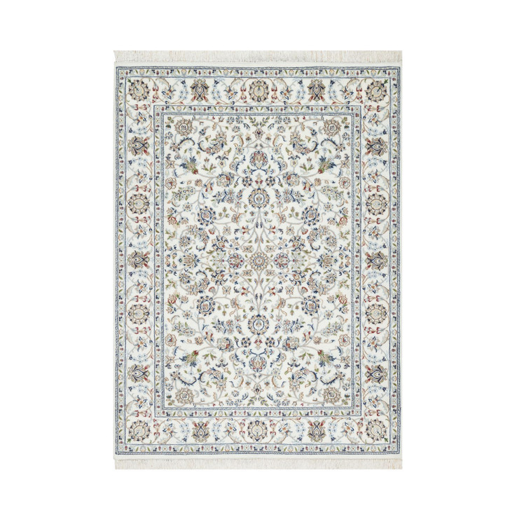Fine Oriental Wool Hand Knotted Rug Ivory White 5.0X7.0 -O090876