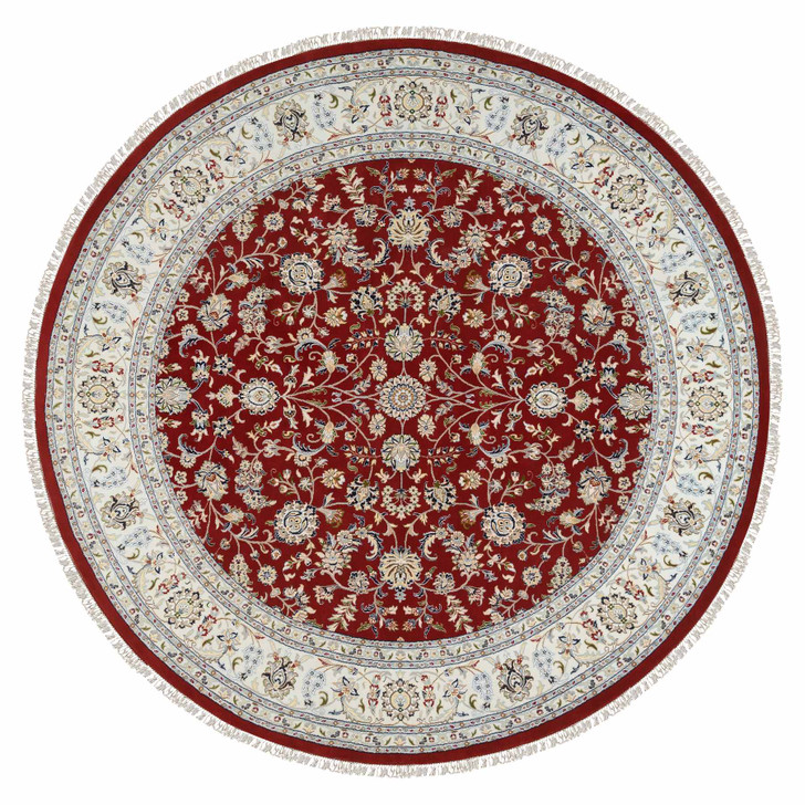 Fine Oriental Wool Hand Knotted Rug Red Ivory 9.1X9.1 -O064728