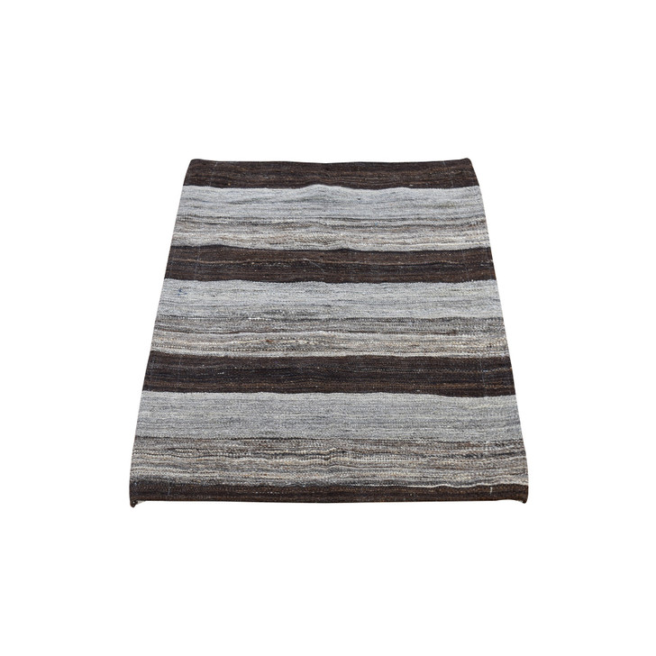 Flat Weave Wool Hand Woven Rug Brown No Border 2.0X3.1 -O066144