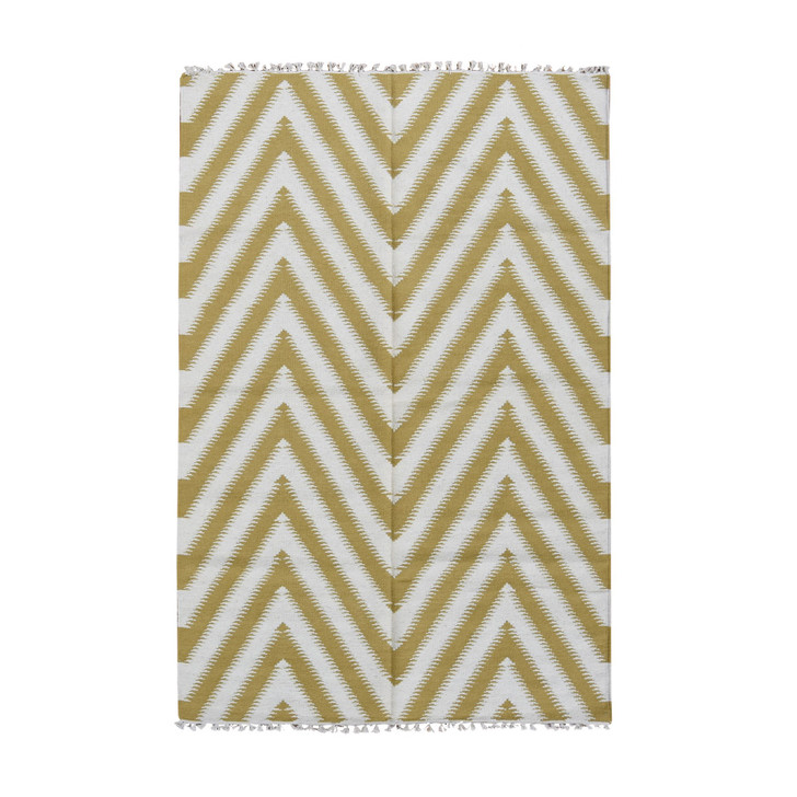 Flat Weave Wool Hand Woven Rug Yellow No Border 5.0X8.0 -O087887