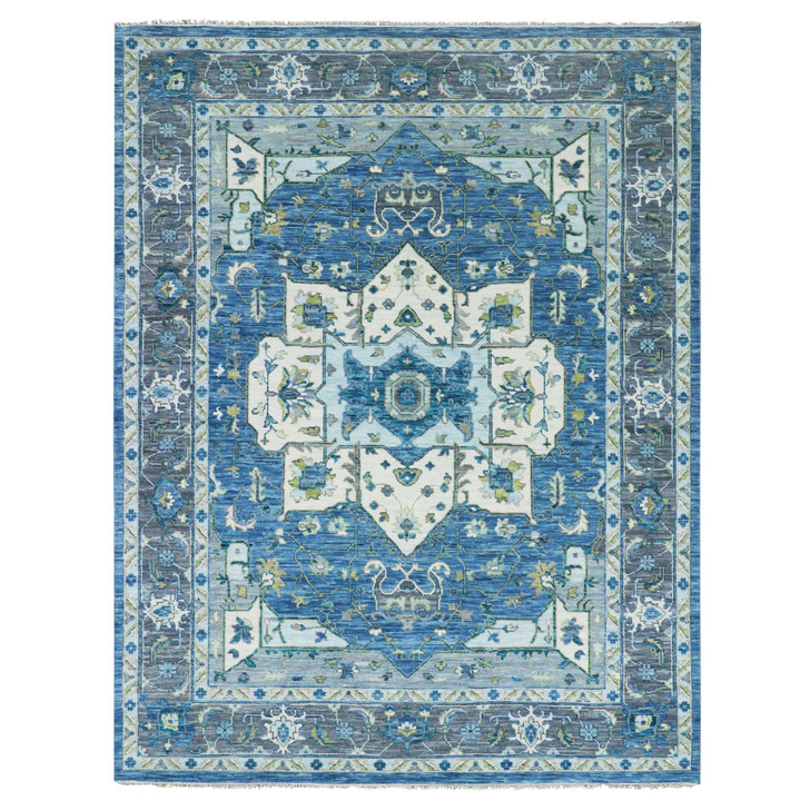 Heriz Wool Hand Knotted Rug Blue Gray 9.2X12.0 -O079928