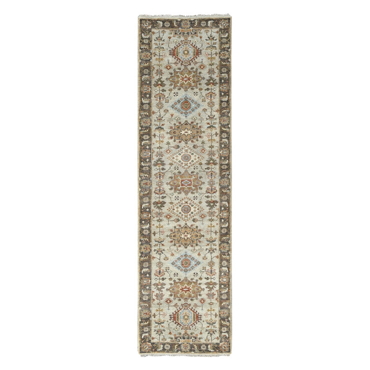 Heriz Wool Hand Knotted Rug Grey Brown 2.7X10.0 -O084715