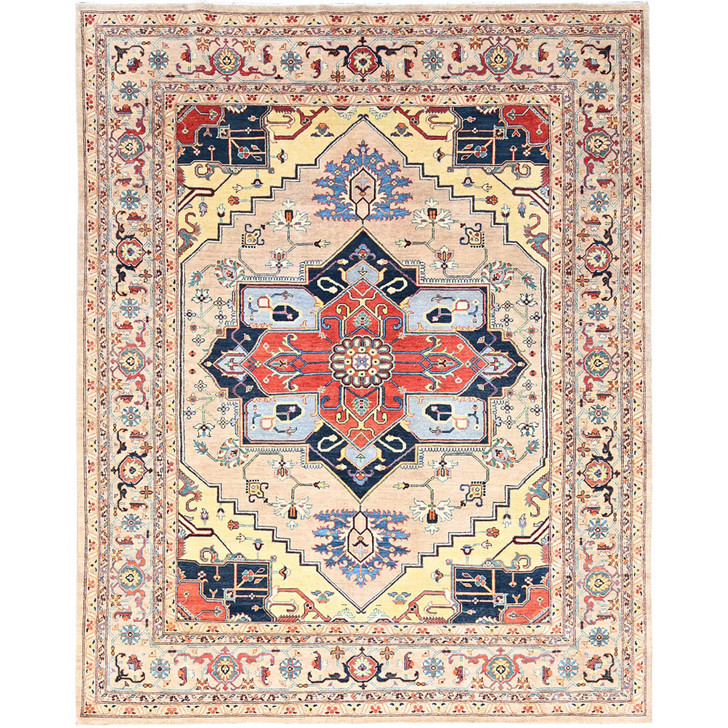 Heriz Wool Hand Knotted Rug Ivory Ivory 8.10X12.0 -O085606