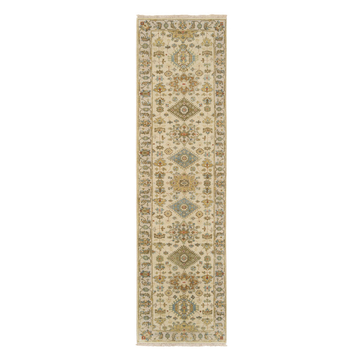Heriz Wool Hand Knotted Rug Ivory Light Gray 2.7X9.9 -O063665