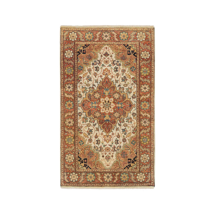 Heriz Wool Hand Knotted Rug Ivory Red 3.0X5.1 -O065529