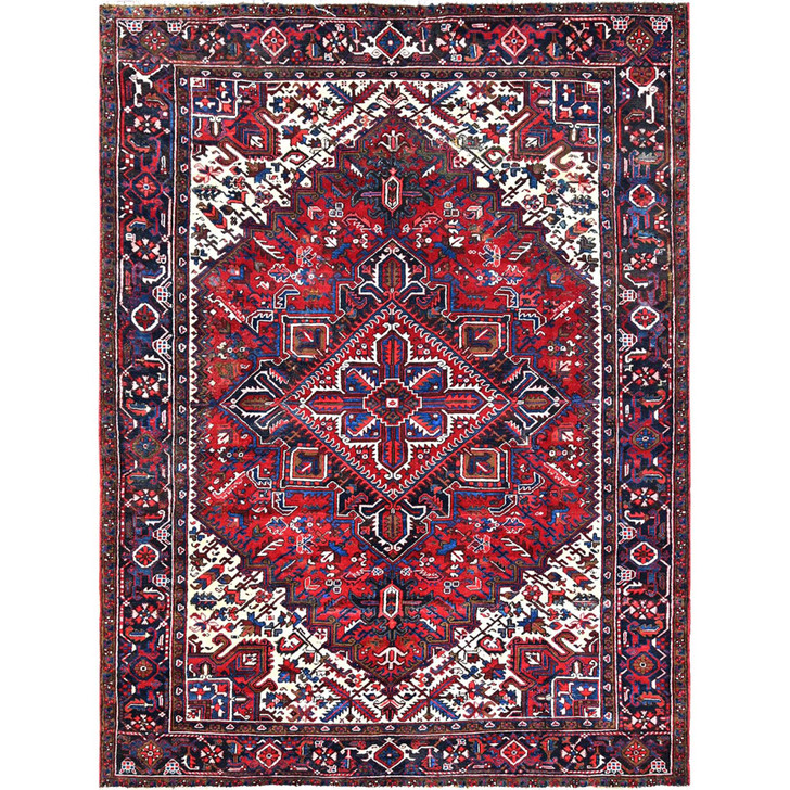 Heriz Wool Hand Knotted Rug Red Black 7.2X9.6 -O085916