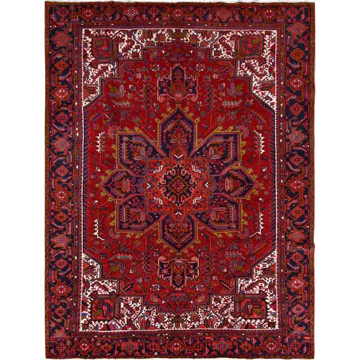 Heriz Wool Hand Knotted Rug Red Blue 9.11X12.9 -O085889