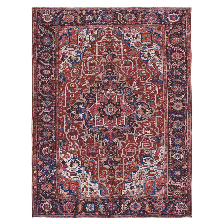 Heriz Wool Hand Knotted Rug Red Blue 9.8X12.10 -O087933