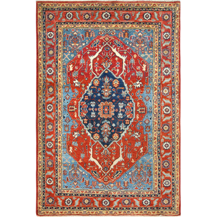Heriz Wool Hand Knotted Rug Red Red 4.0X5.9 -O082826