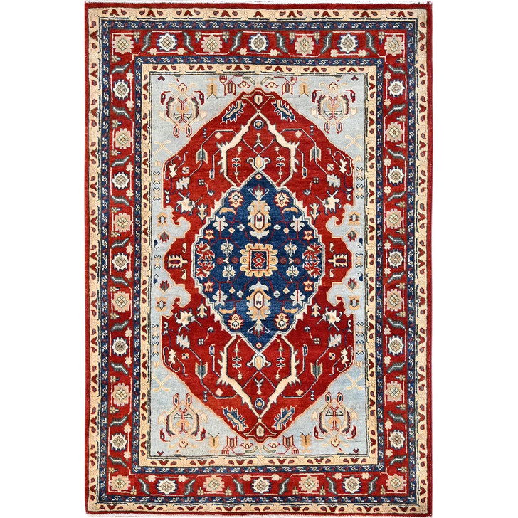 Heriz Wool Hand Knotted Rug Red Red 4.0X6.0 -O085641
